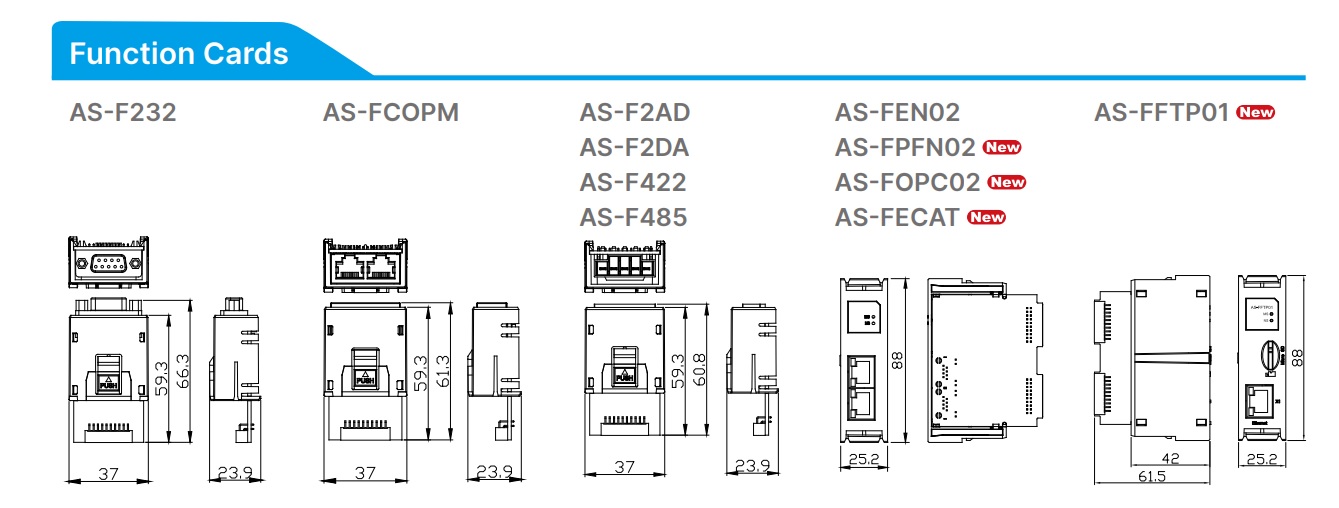 AS-F485 ماژول شبکه مدباس دلتا ابعاد AS